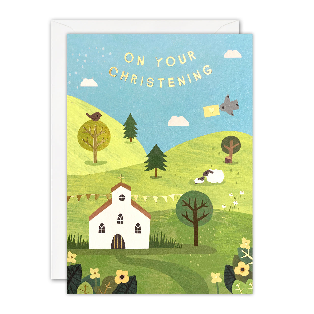 Church Scene Christening Card by James Ellis