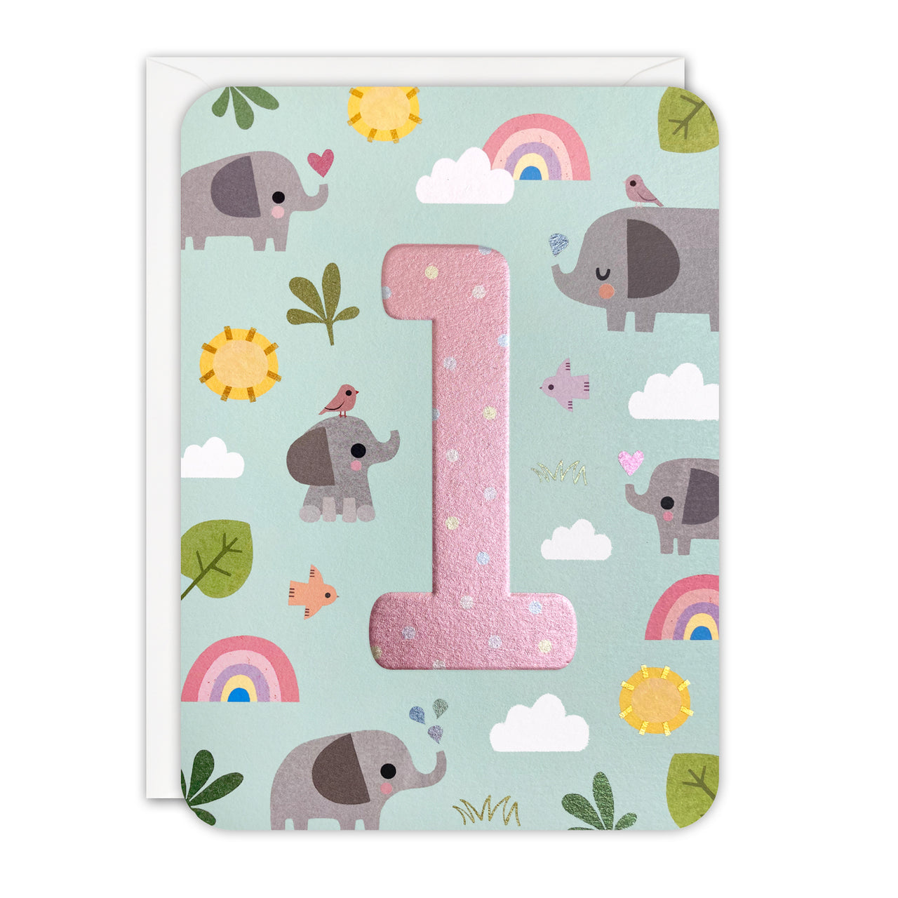 Age 1 Elephants Birthday Card by James Ellis