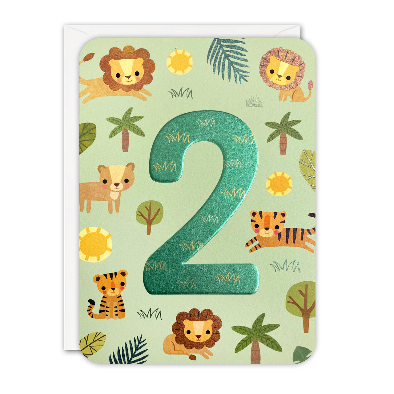 Age 2 Lions and Tigers Birthday Card by James Ellis