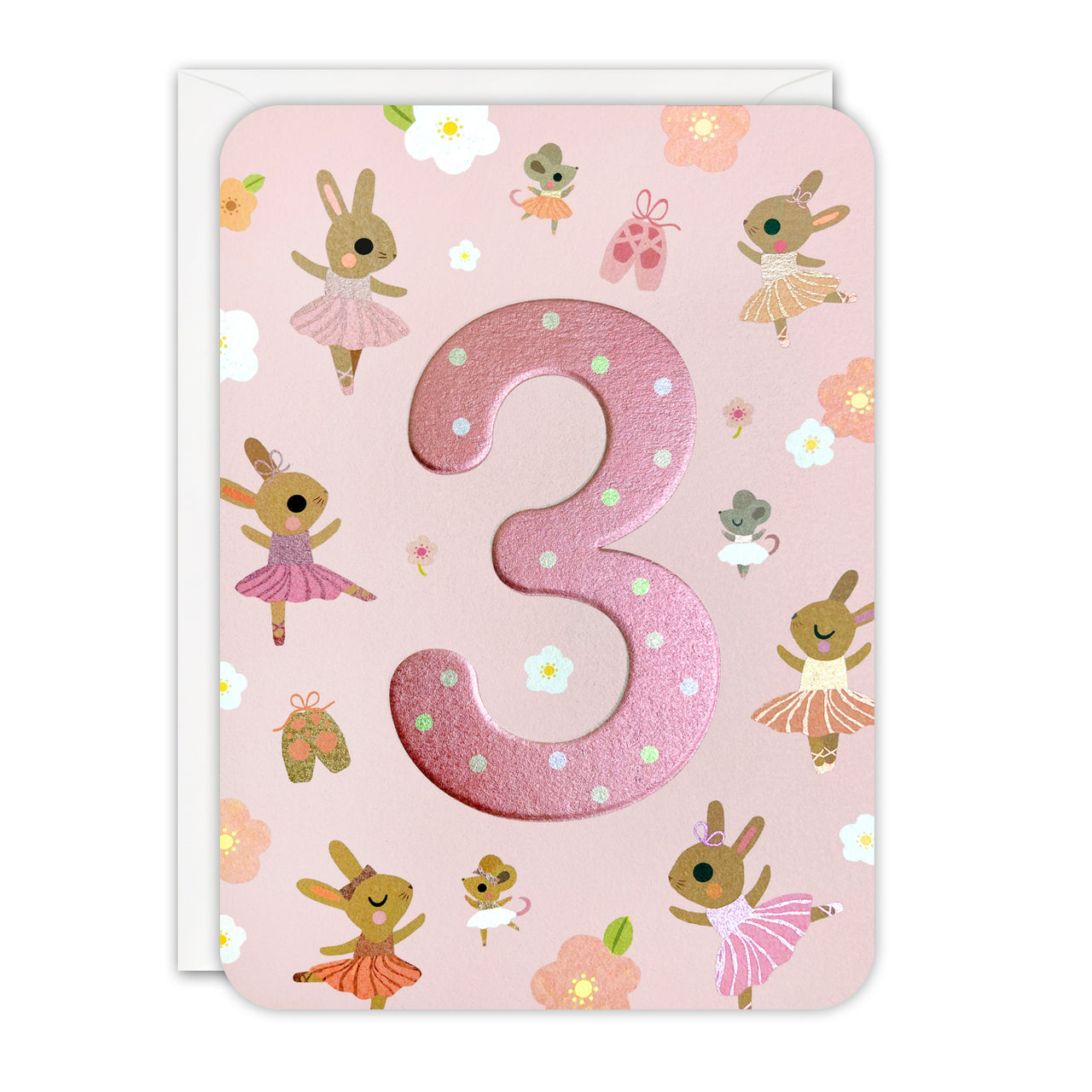 Age 3 Ballet Bunnies Birthday Card by James Ellis