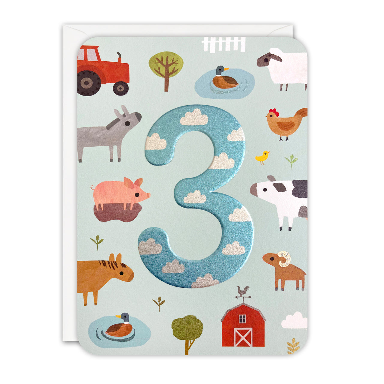 Age 3 Farm Birthday Card by James Ellis