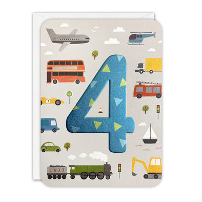 Age 4 Transport Birthday Card by James Ellis