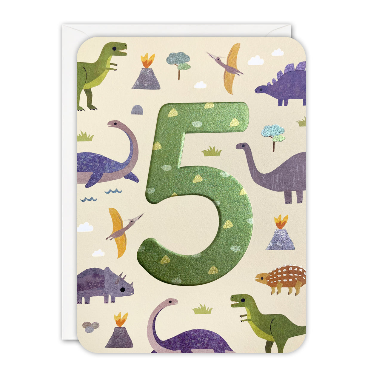 Age 5 Dinosaurs Birthday Card by James Ellis