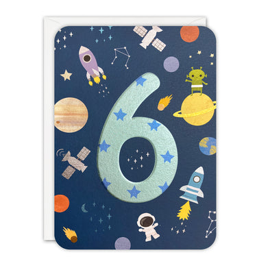 Age 6 Outer Space Birthday Card by James Ellis