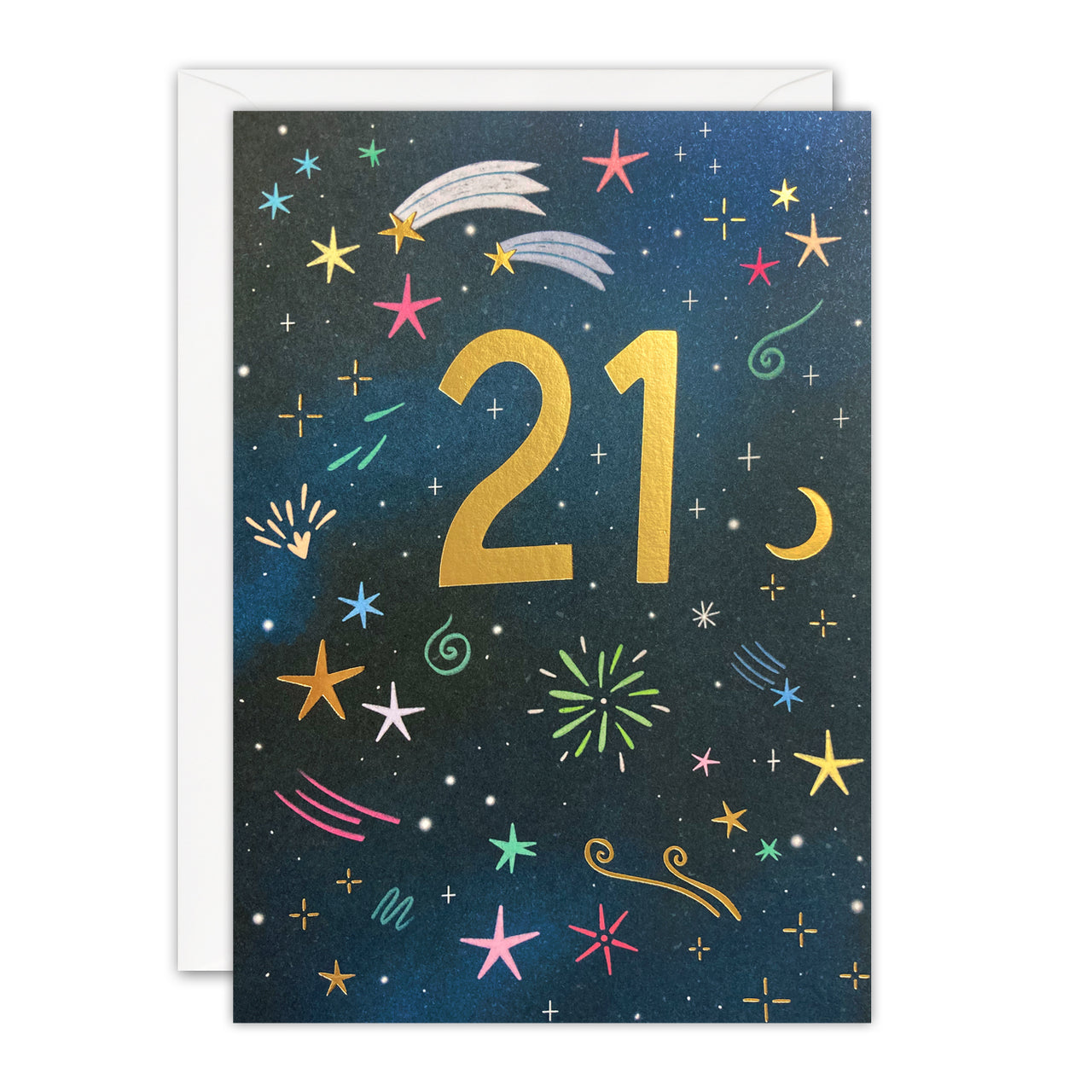 Age 21 Fireworks Birthday Card by James Ellis