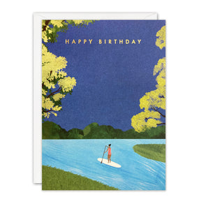Paddle Boarding Birthday Card by James Ellis