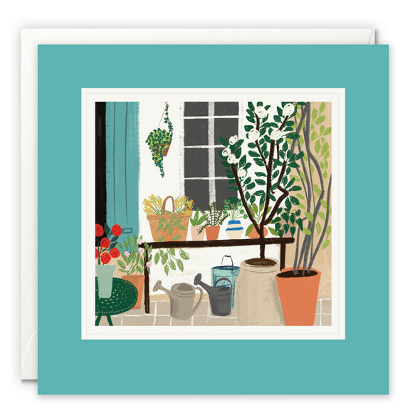 Garden Patio Art Card by Patti Blau