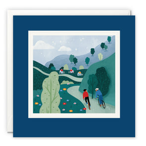 Cycling in the Mountains Art Card by Bea Müller