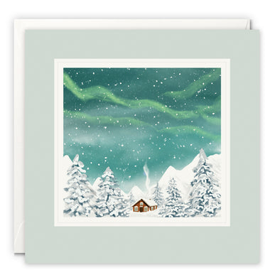 Cabin Under a Winter Sky Art Card by Charis Raine