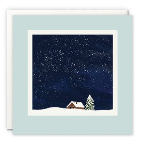 Snowy Winter Cabin Art Card by Charis Raine