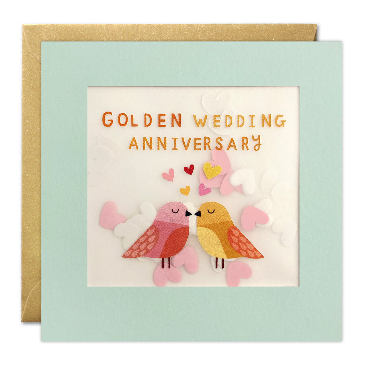 Birds Golden Anniversary Card with Paper Confetti - Paper Shakies by James Ellis