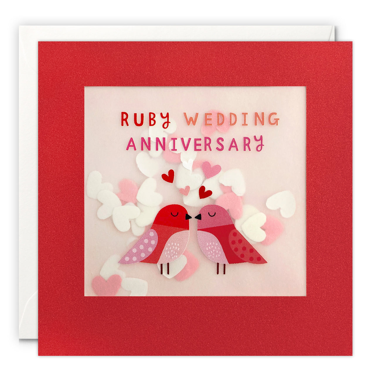 Birds Ruby Anniversary Card with Paper Confetti - Paper Shakies by James Ellis