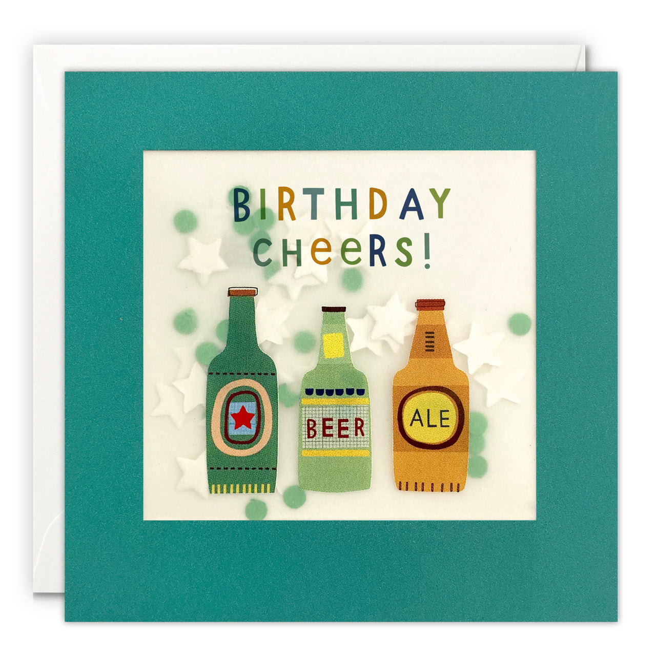 Beer Bottles Birthday Card with Paper Confetti - Paper Shakies by James Ellis