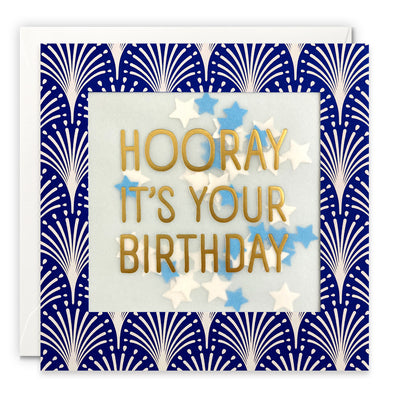 Hooray Birthday Card with Paper Confetti - Deco Shakies by James Ellis