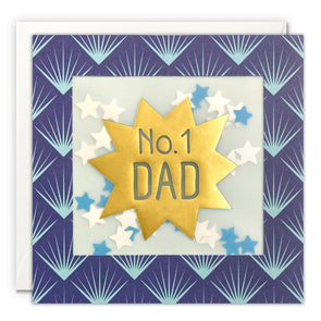 No. 1 Dad Card with Paper Confetti - Deco Shakies by James Ellis