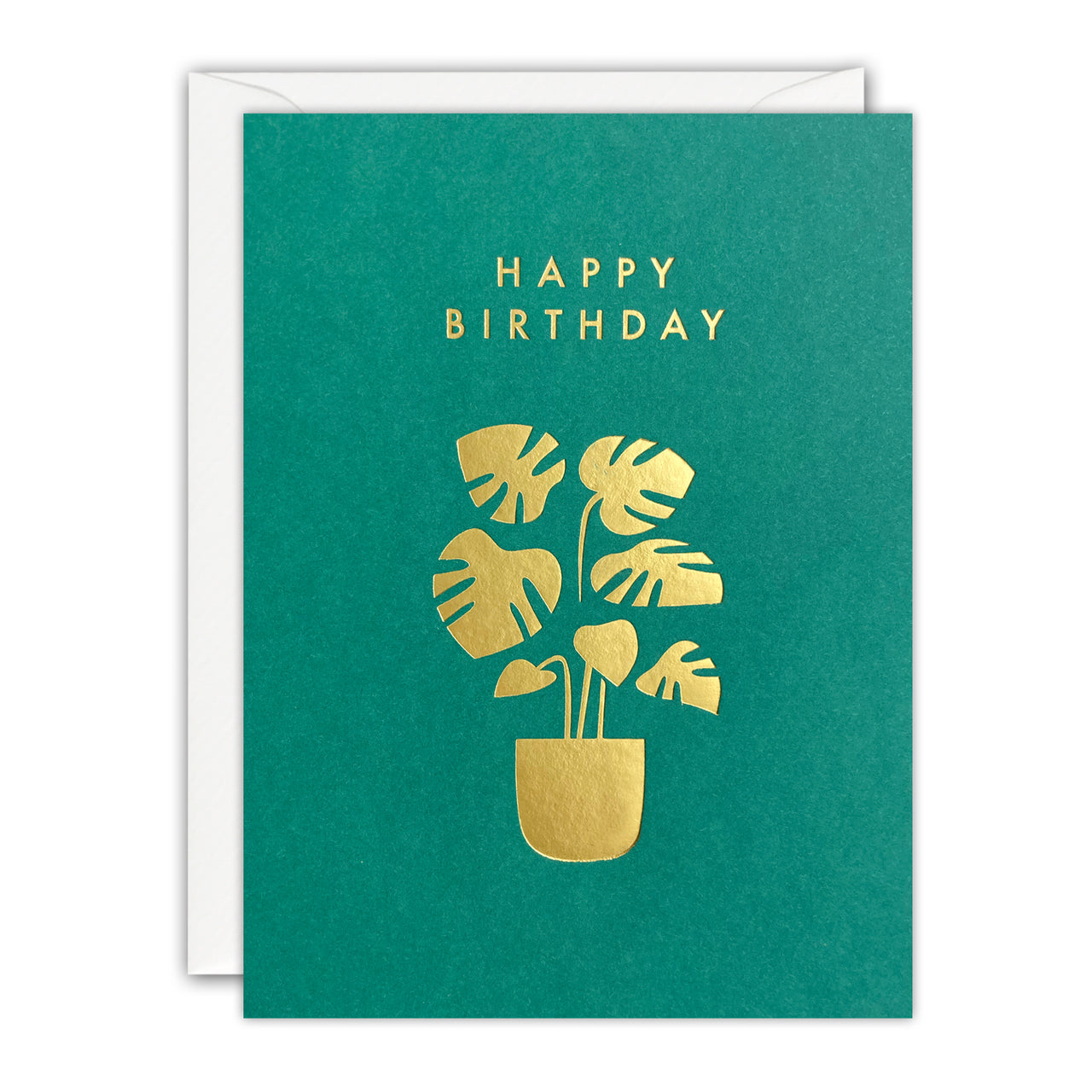 Gold Monstera Plant Mini Birthday Card by James Ellis