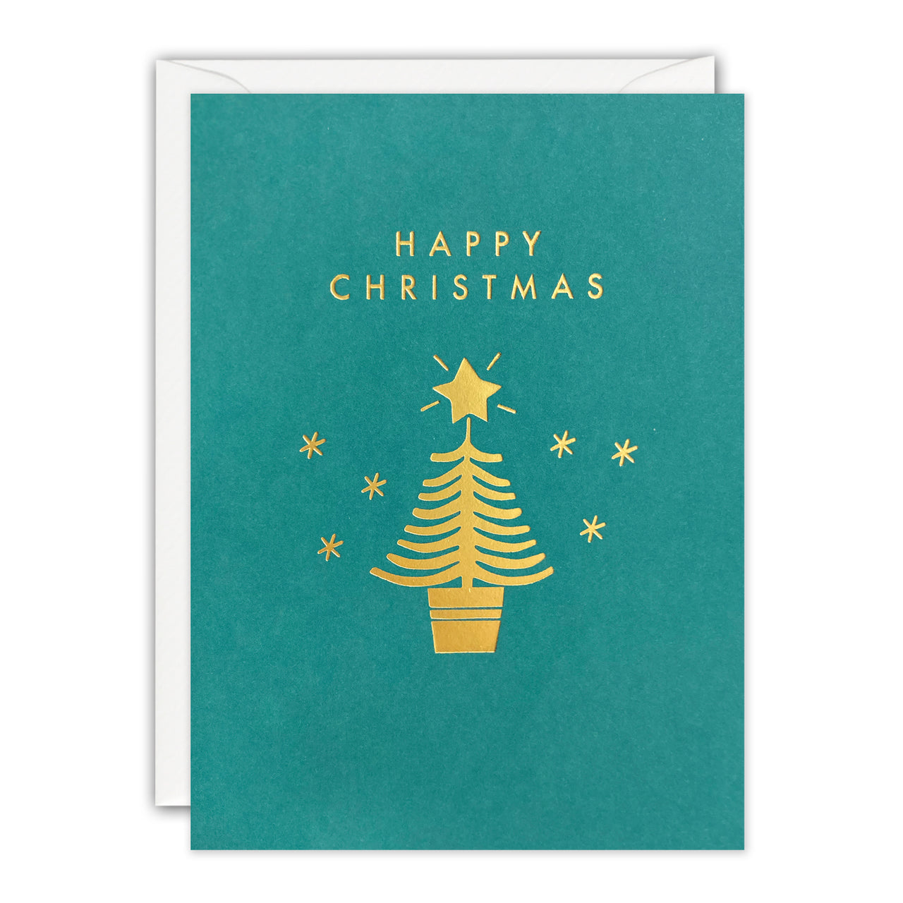 Gold Tree Mini Christmas Card by James Ellis