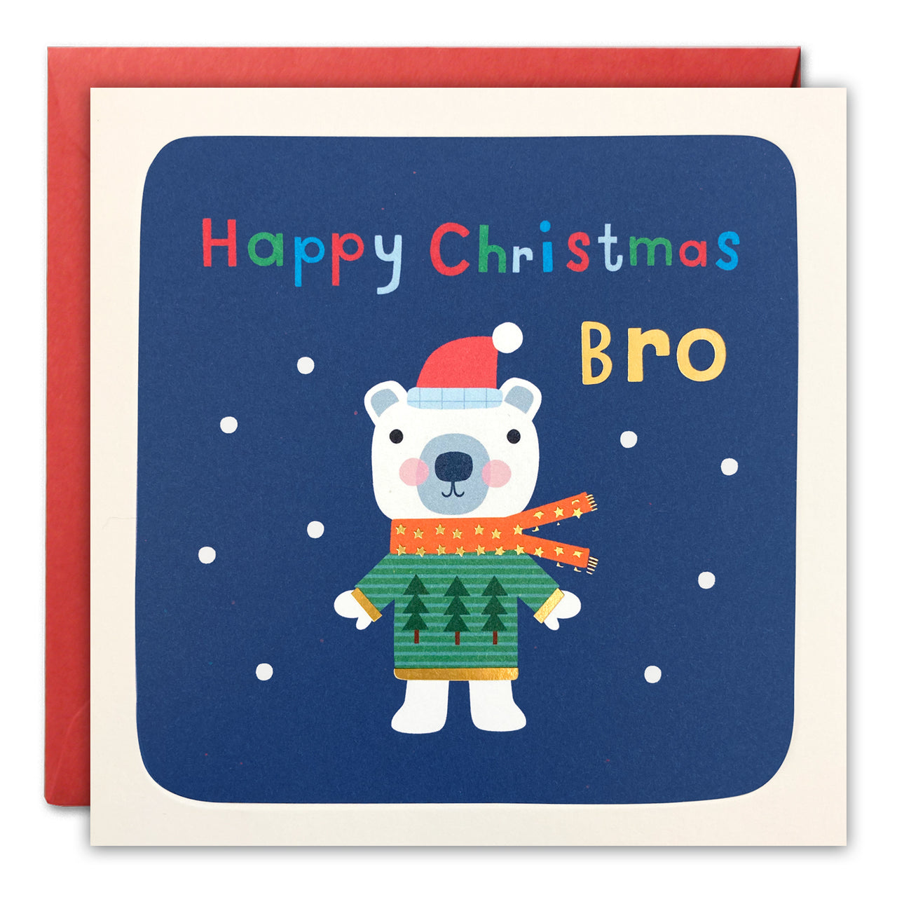 Bro Polar Bear Christmas Card by James Ellis