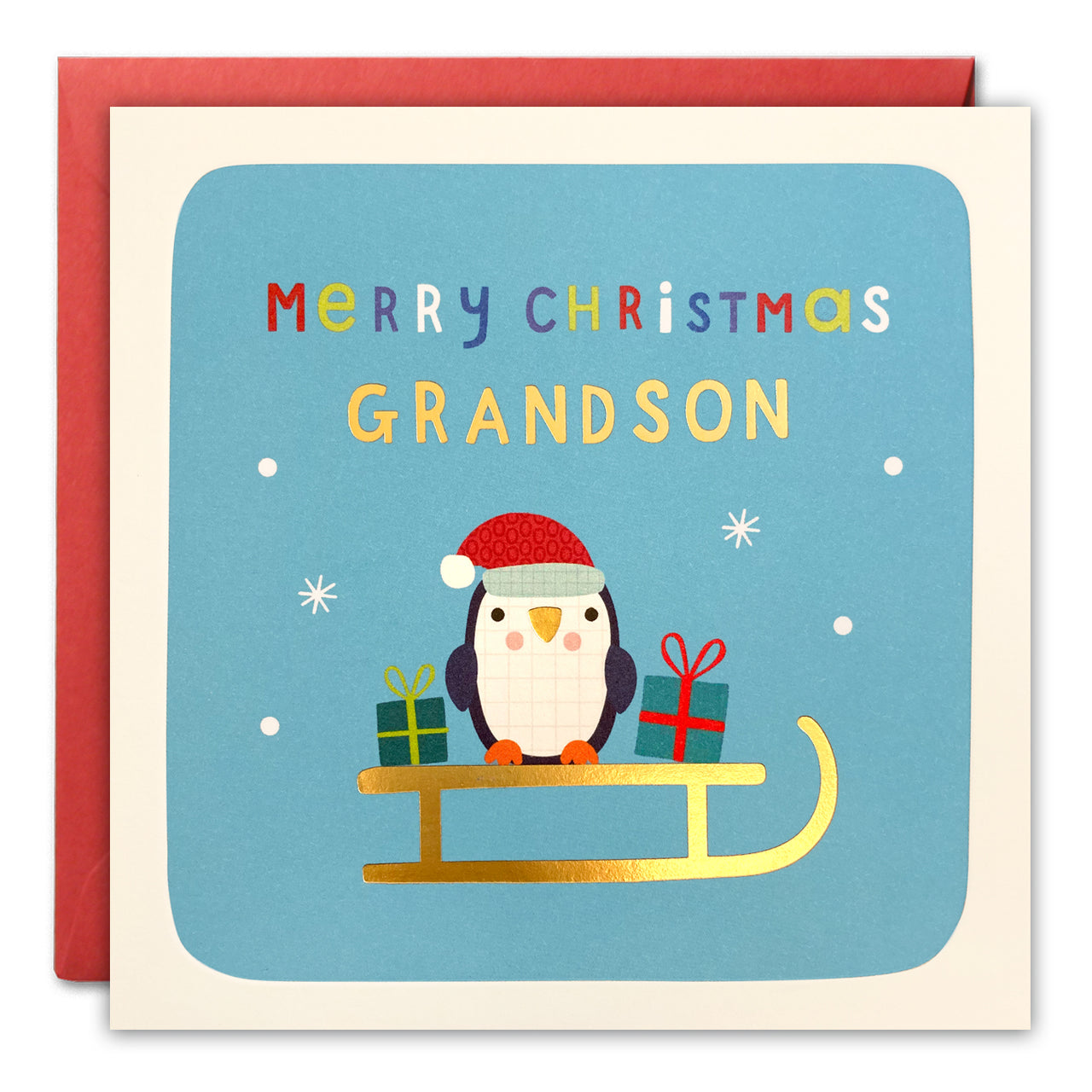 Grandson Penguin Christmas Card by James Ellis