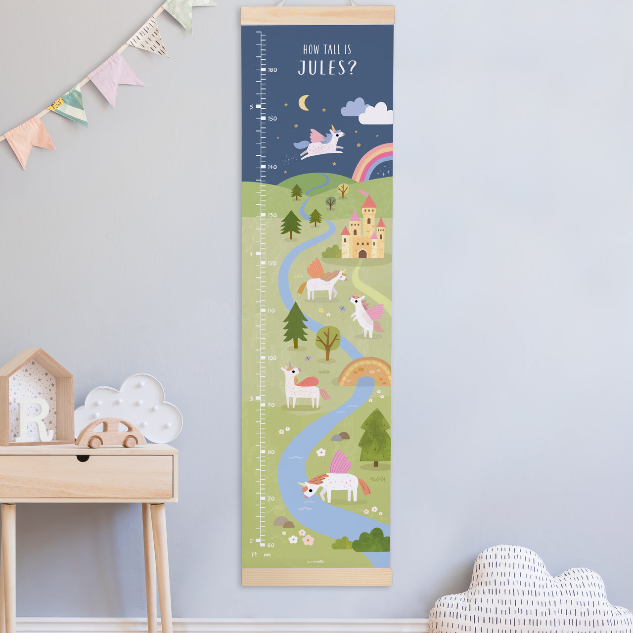 Unicorns Canvas and Wood Height Chart