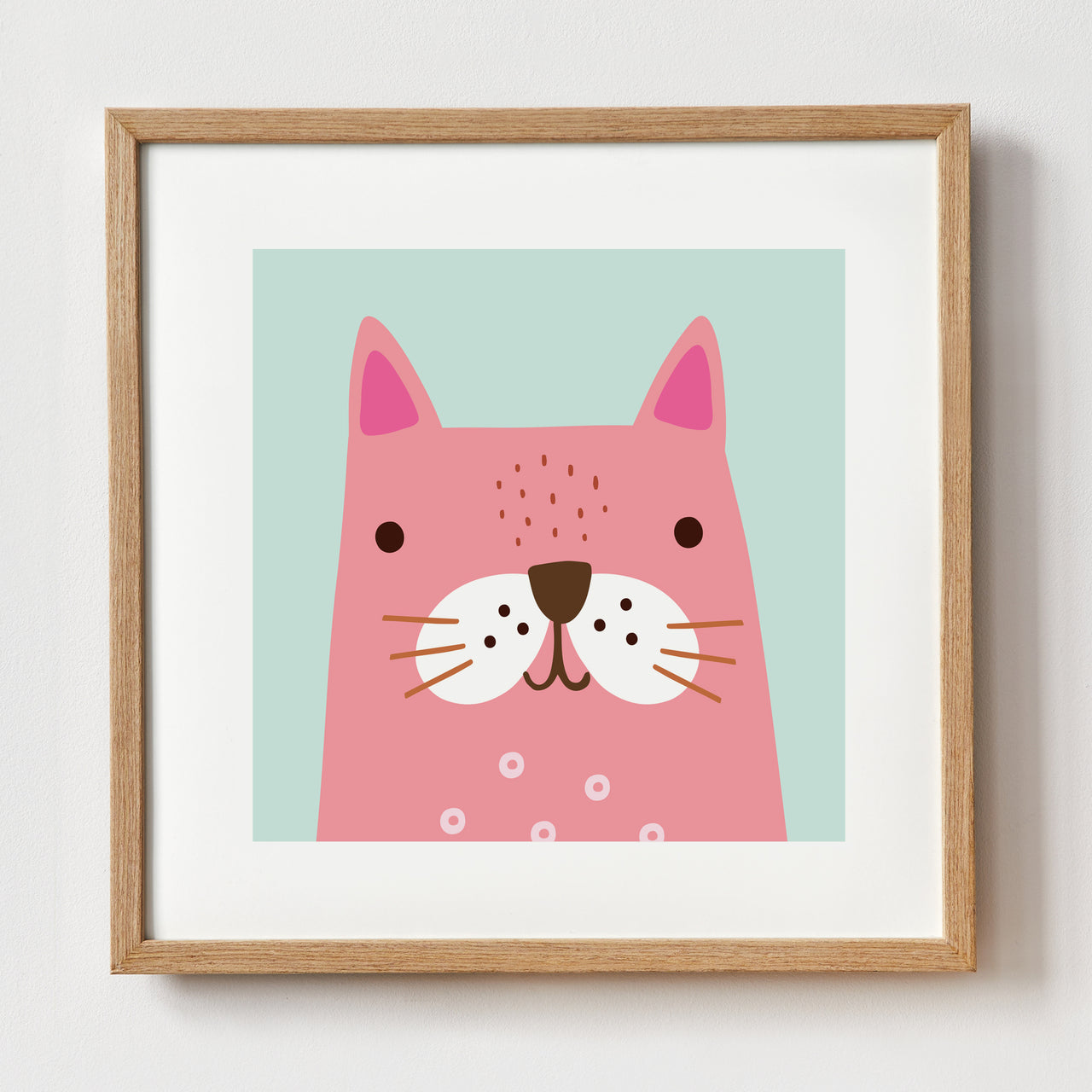 Pink Cat Art Print by Sally Payne