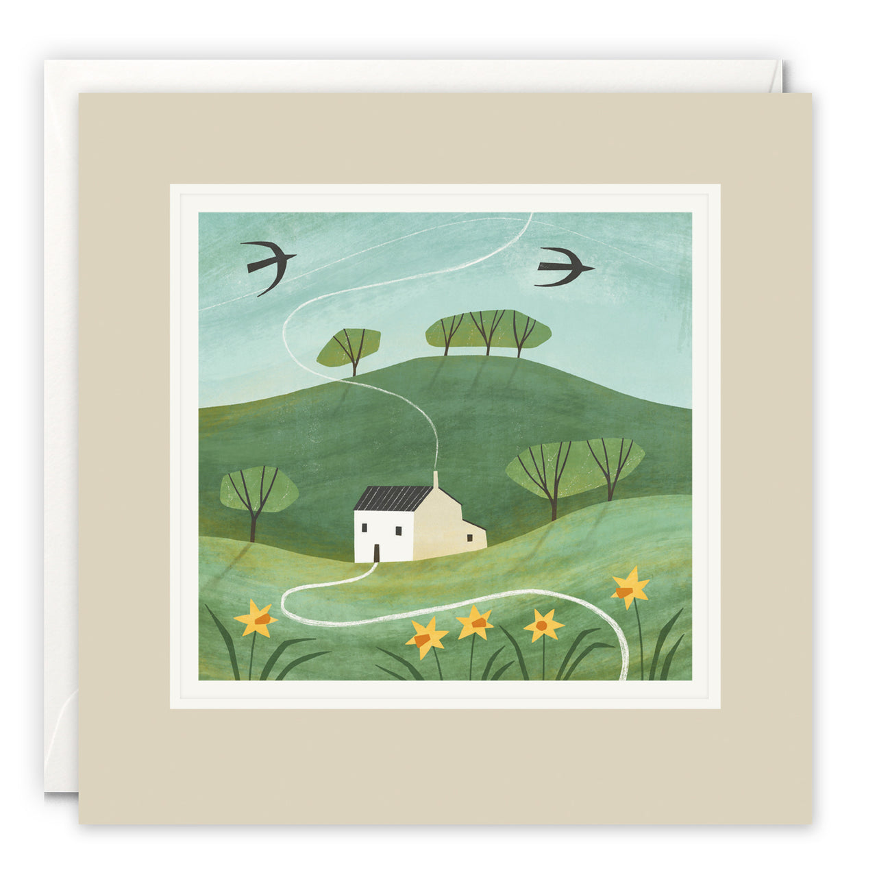 Spring House in the Hills Art Card by Holly Astle