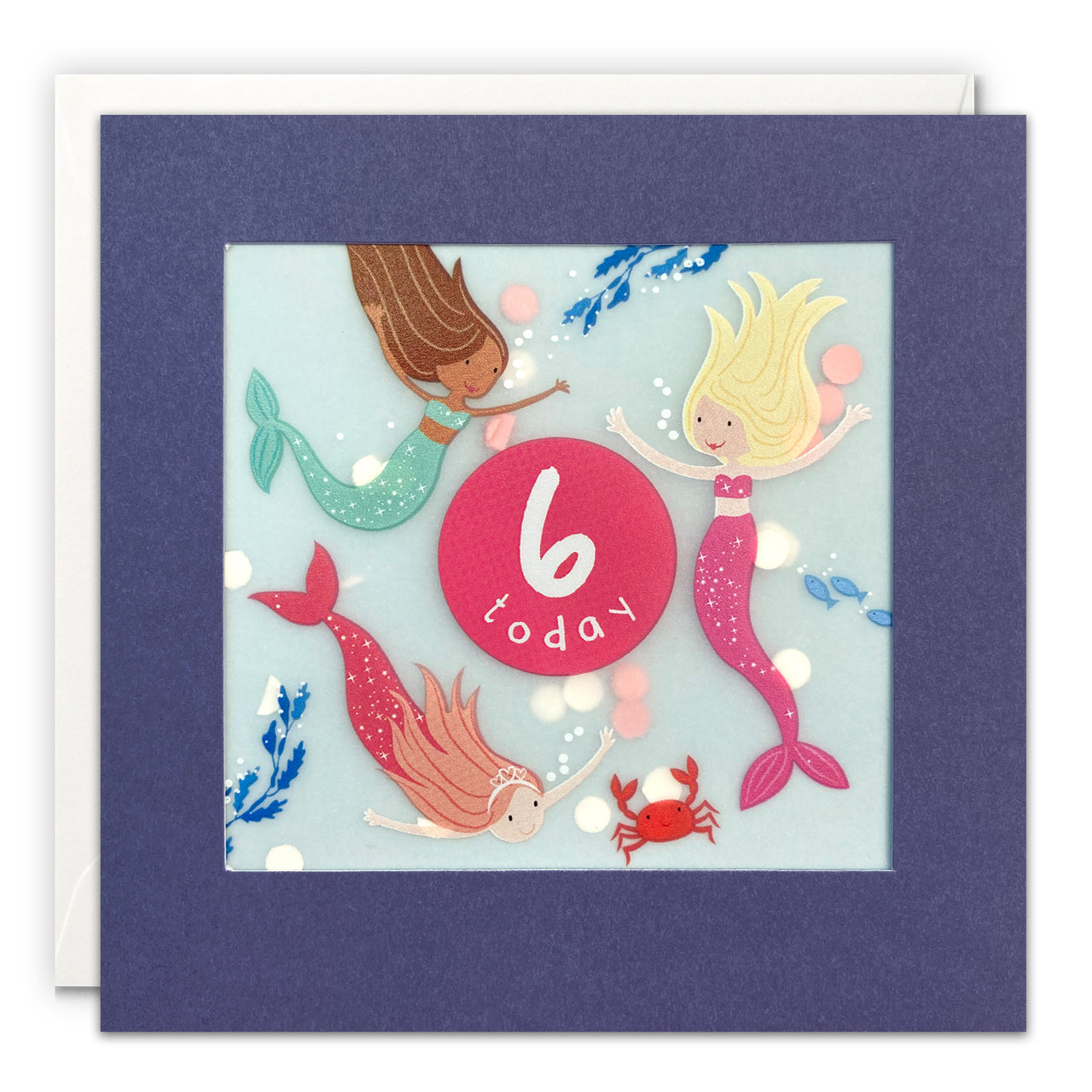 Age 6 Mermaids Birthday Card with Paper Confetti - Paper Shakies by James Ellis