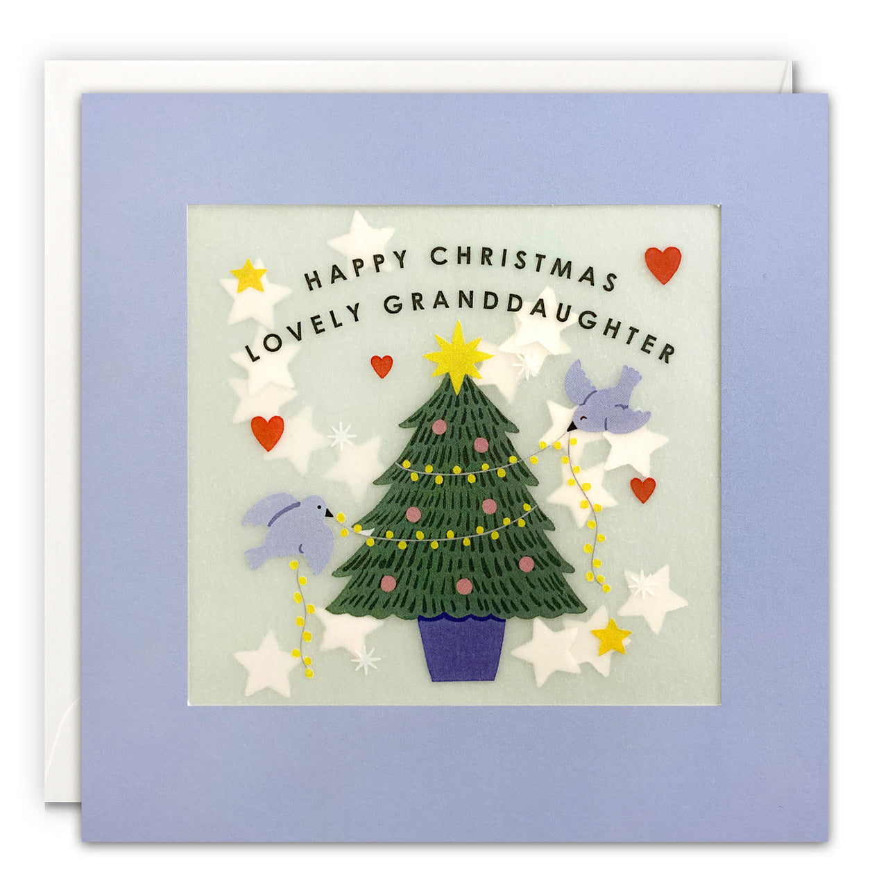 Granddaughter Tree Christmas Card with Paper Confetti - Paper Shakies by James Ellis